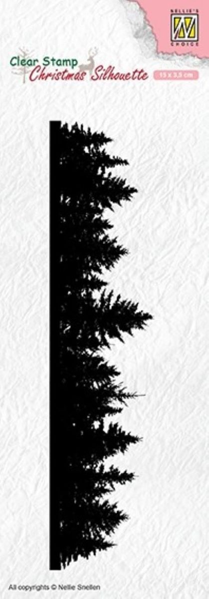 CSIL005 Silhouet stempel kerstbomen Nellie Snellen Clearstamp Dennenbomen rand